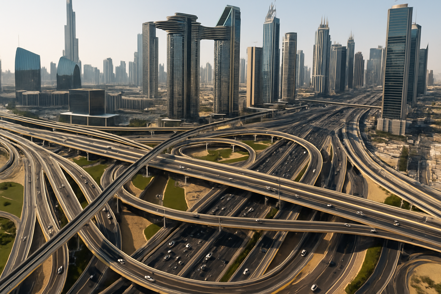 Aerial view of efficient Dubai road network