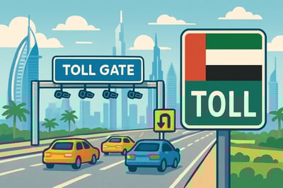 Illustration representing paid roads and toll systems in the UAE Illustration representing paid roads and toll systems in the UAE