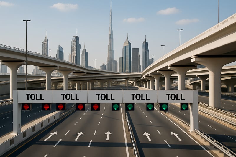 Modern toll road infrastructure in Dubai Modern toll road infrastructure in Dubai