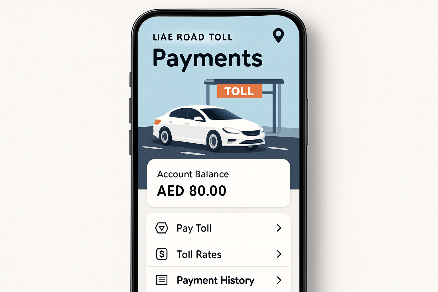 Mobile app for managing road toll payments in UAE