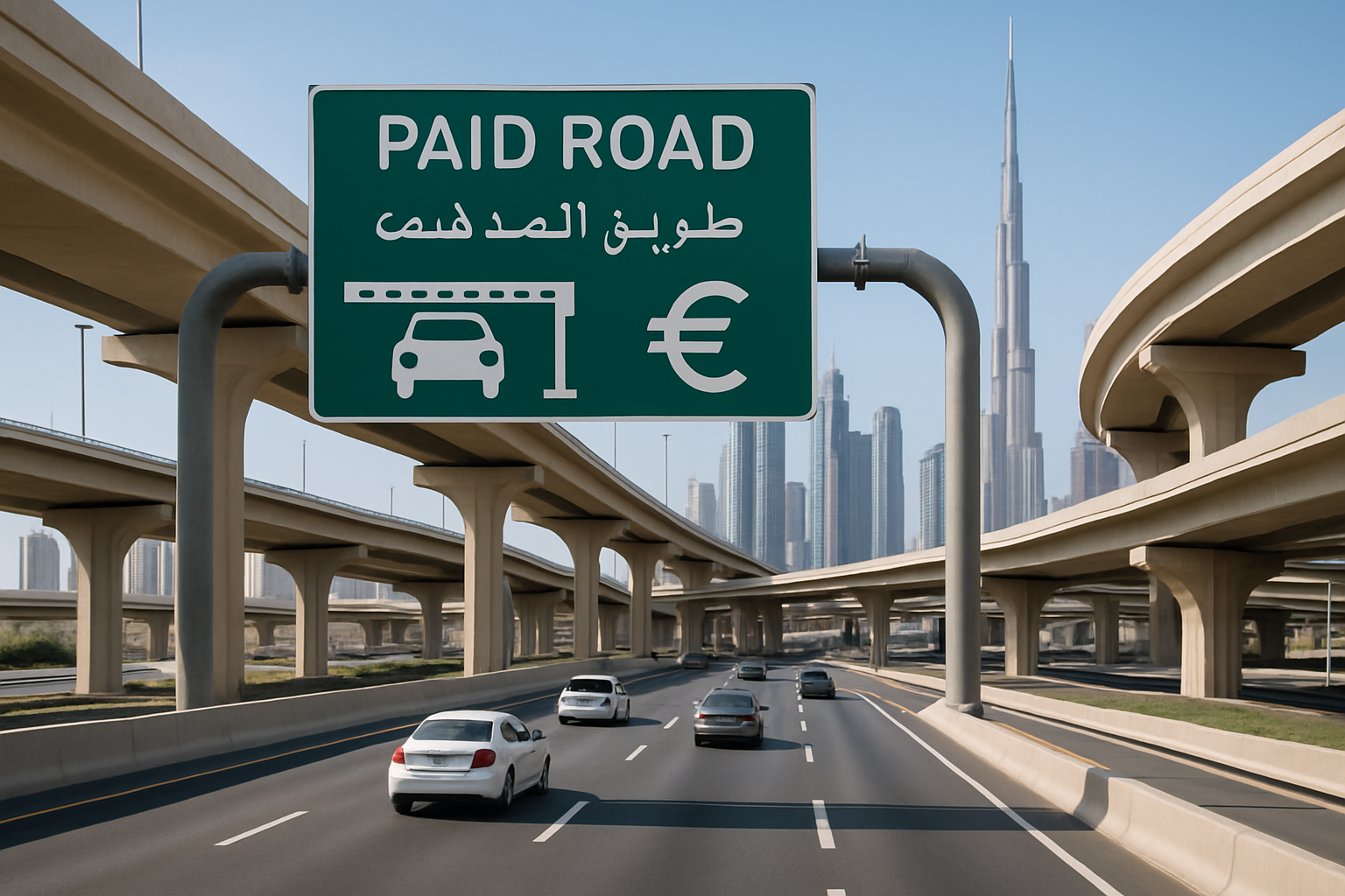 Modern Dubai highway infrastructure supported by paid roads system